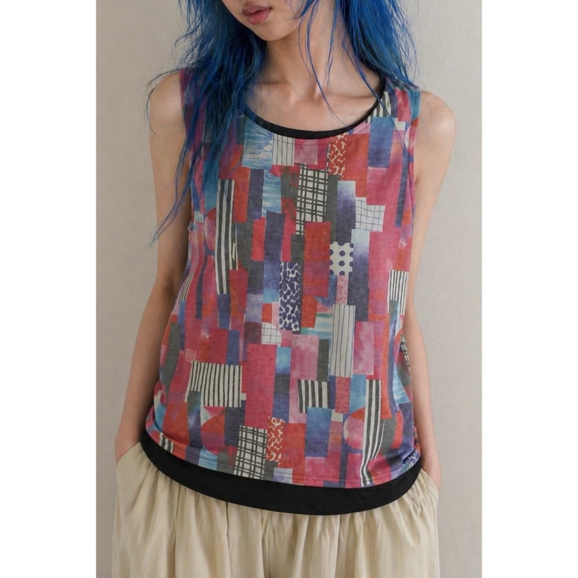 레인보우 패턴 나시 티 상품이미지1