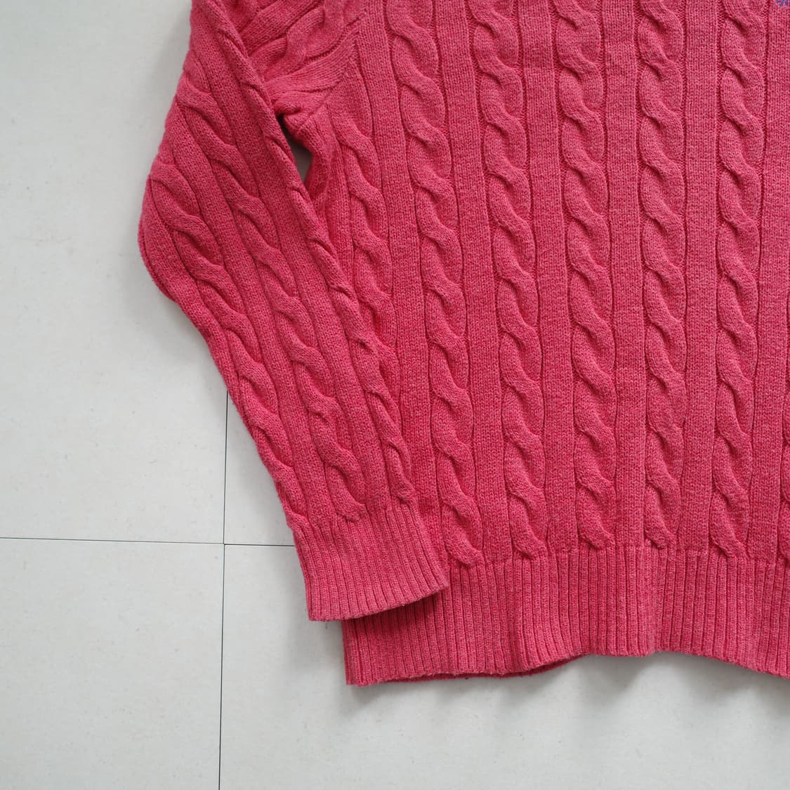 폴로 랄프로렌 QR인증 꽈배기 니트 핑크 (L) 상품이미지4