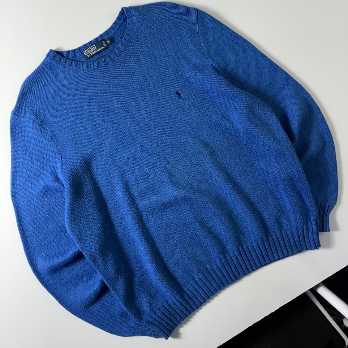 Polo  폴로 랄프로렌 90,s 자수 코튼 블루 라운드 니트  상품이미지2