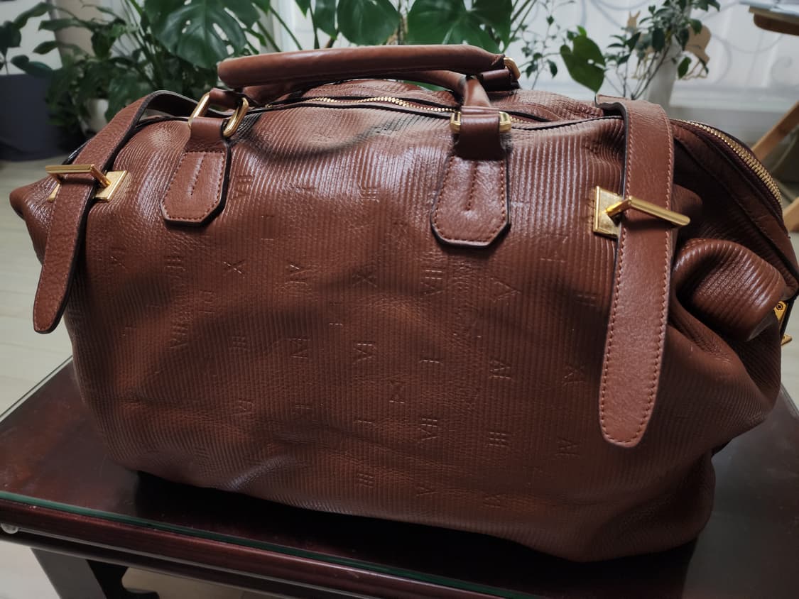 (새상품)타임 브라운 소가죽 보스턴백 상품이미지1