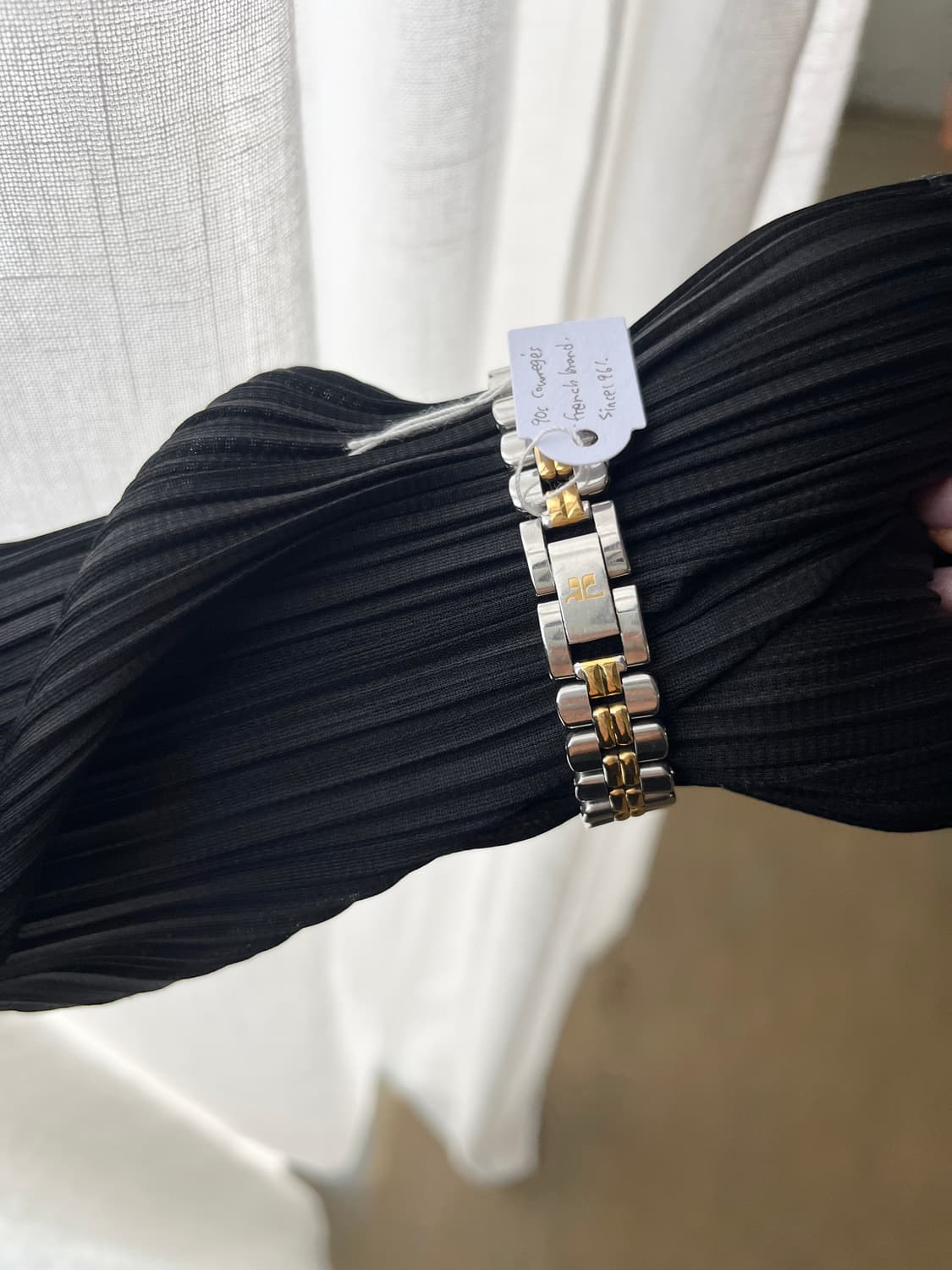 90s Courreges 꾸레쥬 로고아워 콤비 손목시계 상품이미지4