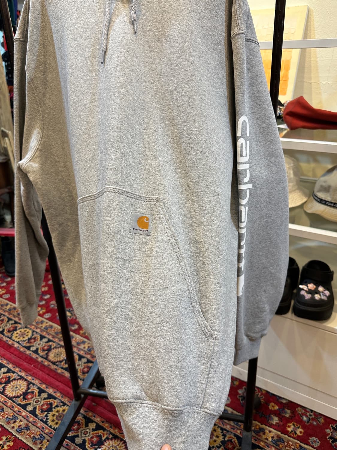 빅사이즈 칼하트 사이드 레터링 로고 후드티 그레이 2XL 상품이미지3