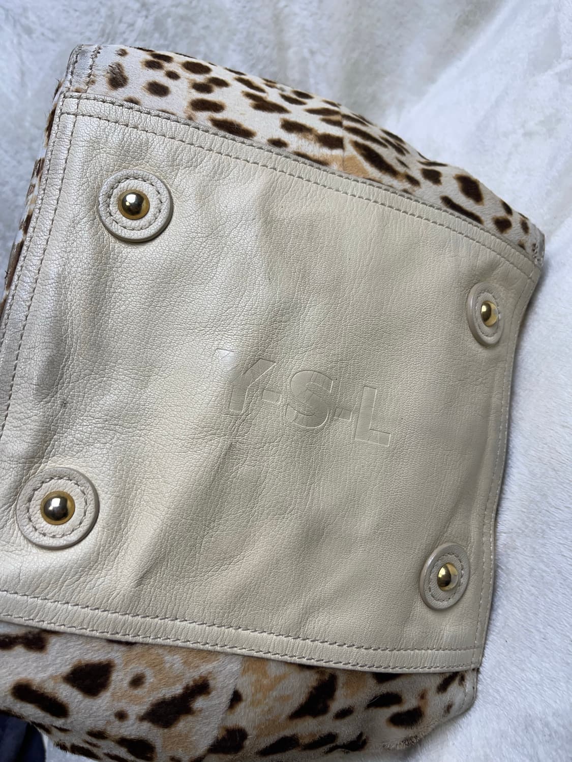 (Rare)입생로랑 다운타운 레오파드 프린트 포니 헤어 토트백 상품이미지7