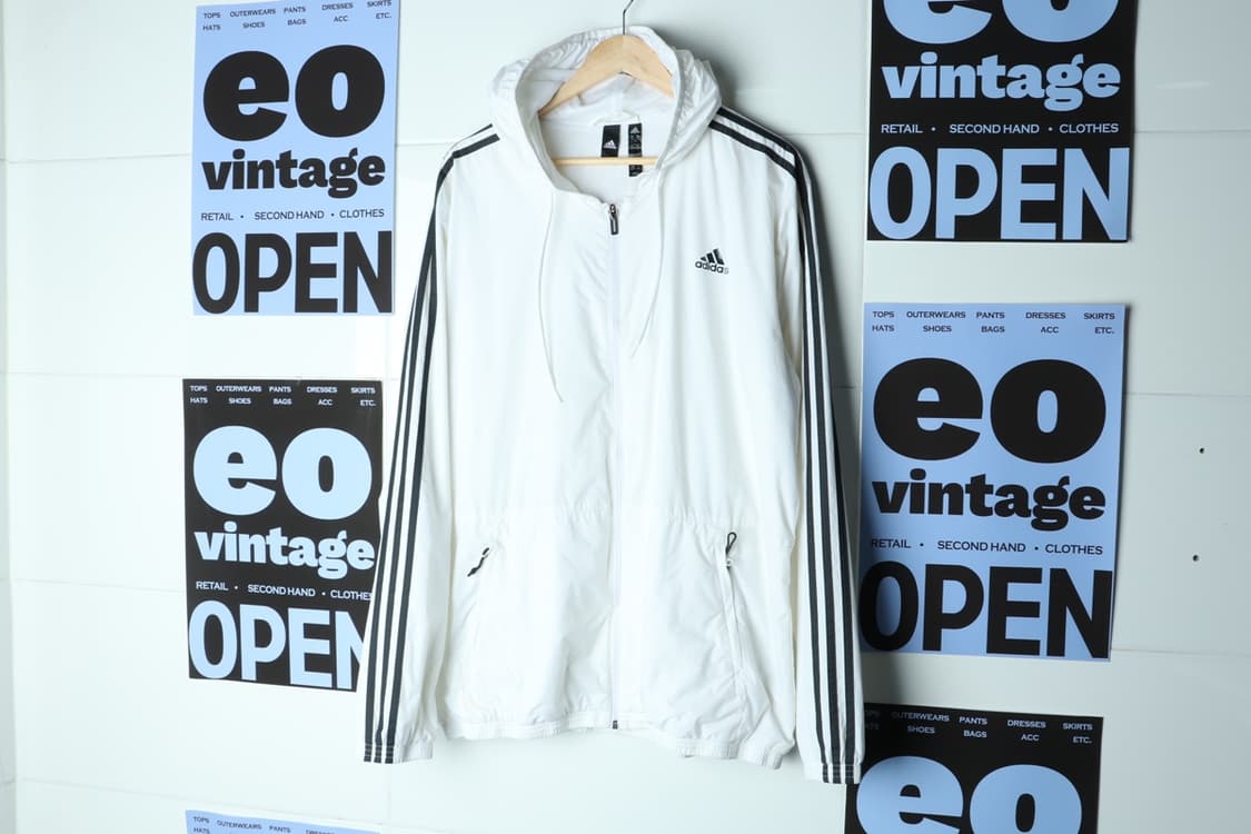 (XL-3XL) 아디다스 집업 바람막이 점퍼자켓 USA 흰검-H30528 상품이미지2