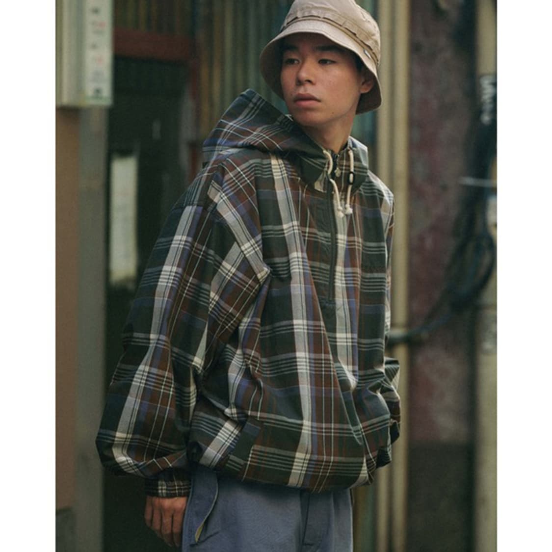 케보즈 KEBOZ Check Half Zip-up Hooded Shirt 상품이미지4