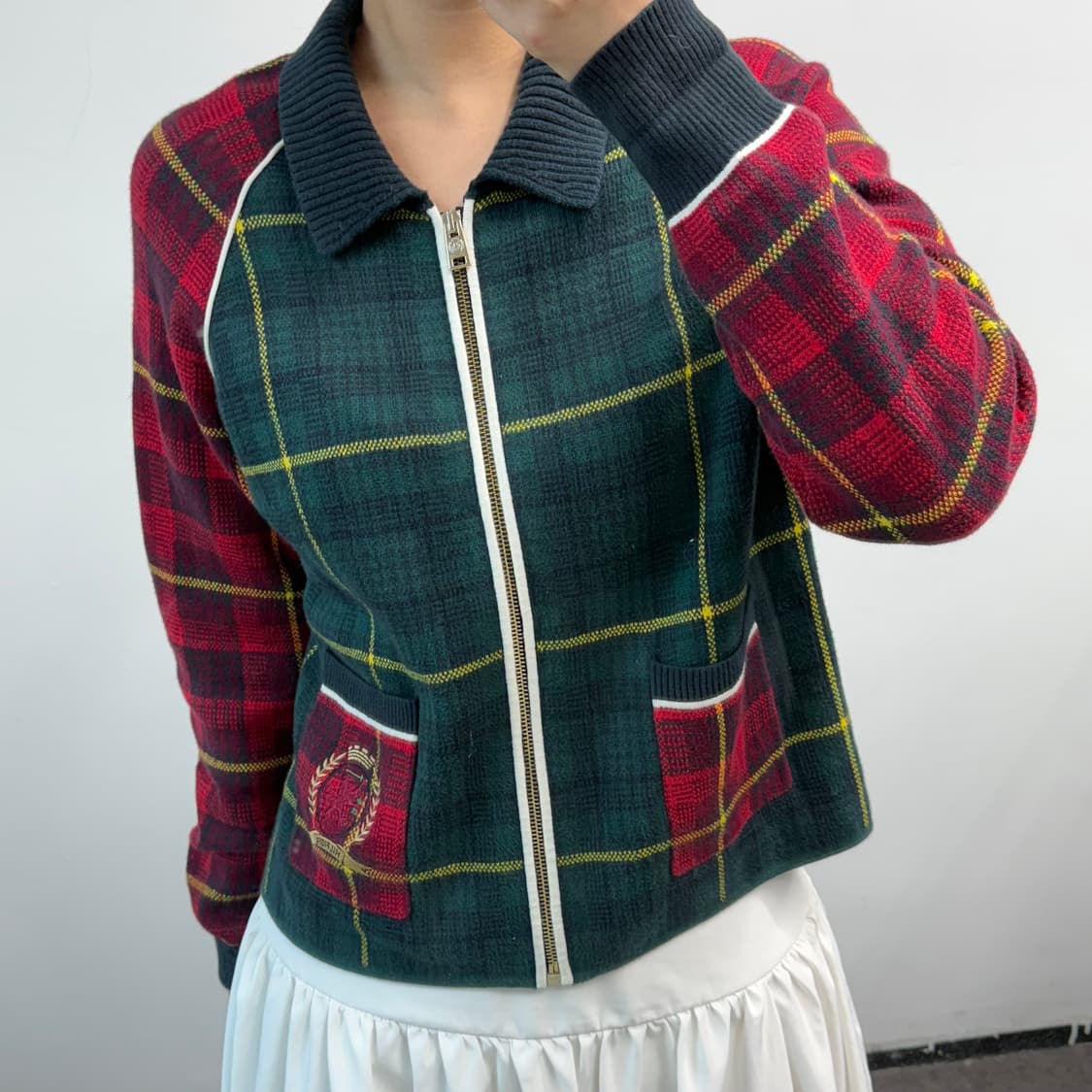 [XS] 타미힐피거 타탄체크 니트 자켓 상품이미지1