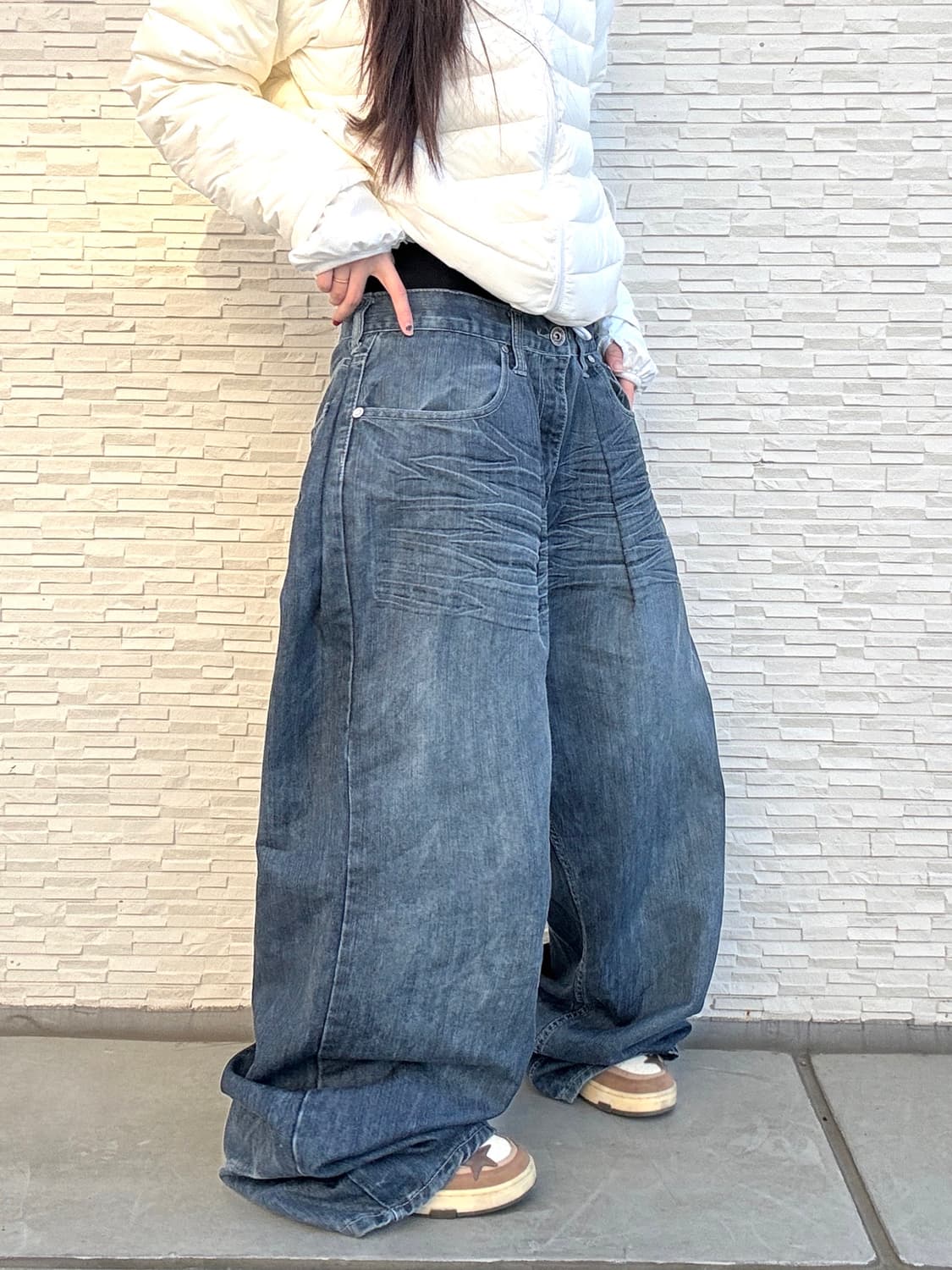90s OLD SKOOL 올드스쿨 인디고 오버사이즈 와이드 데님 팬츠 상품이미지2