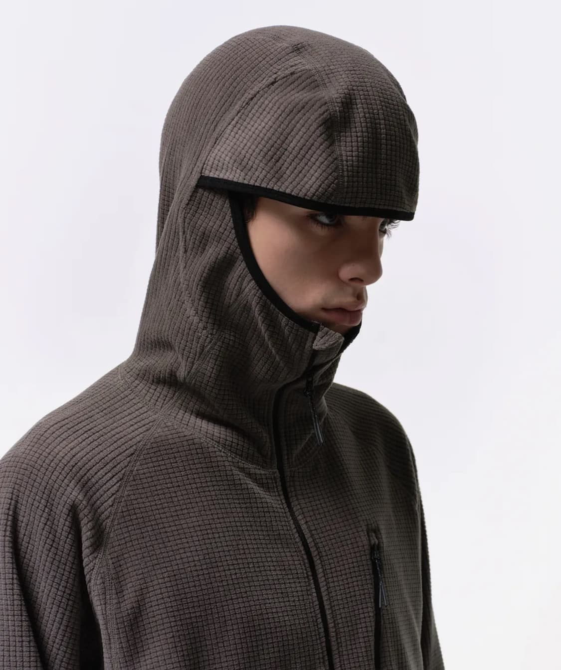 무신사 스탠다드 시티 레저 그리드 폴라 플리스 바라클라바 후디드 집업 상품이미지2