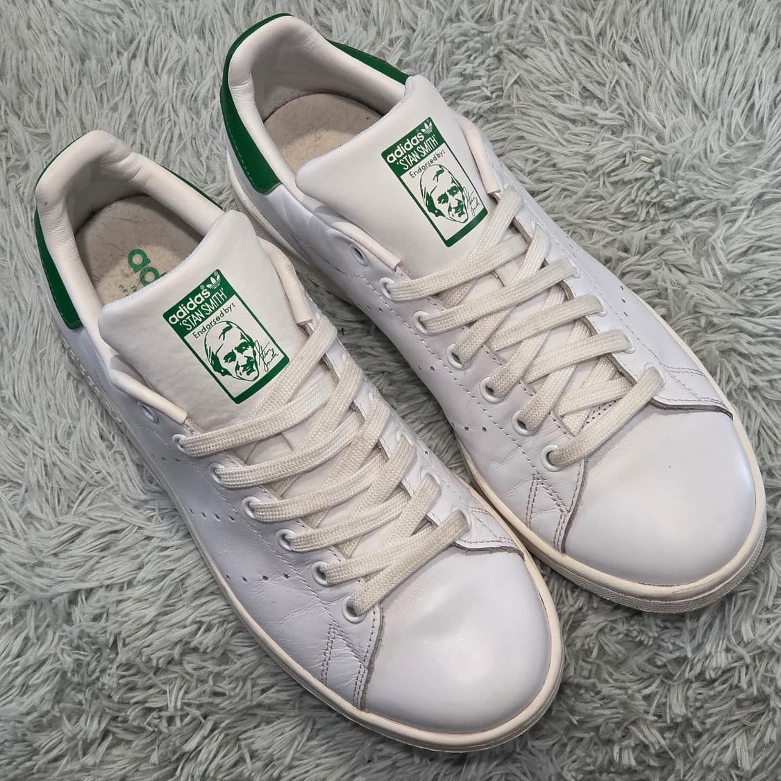 2q-2:아디다스 스탠스미스 오리지널 화이트 그린 (250)상태굿 상품이미지5
