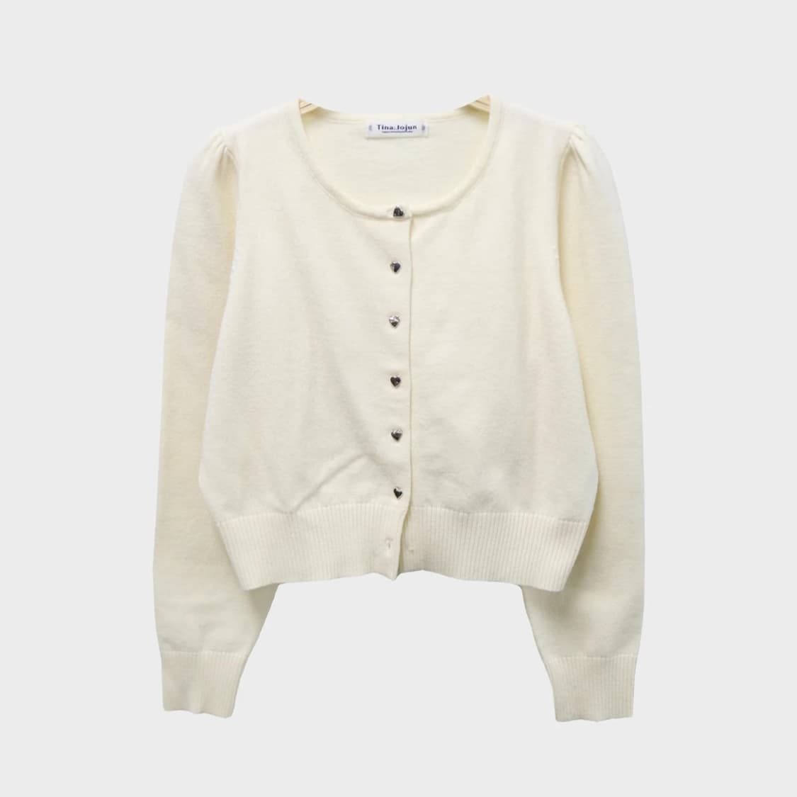 TINA JOJUN 하트 단추 퍼프 울 가디건 60415 상품이미지1