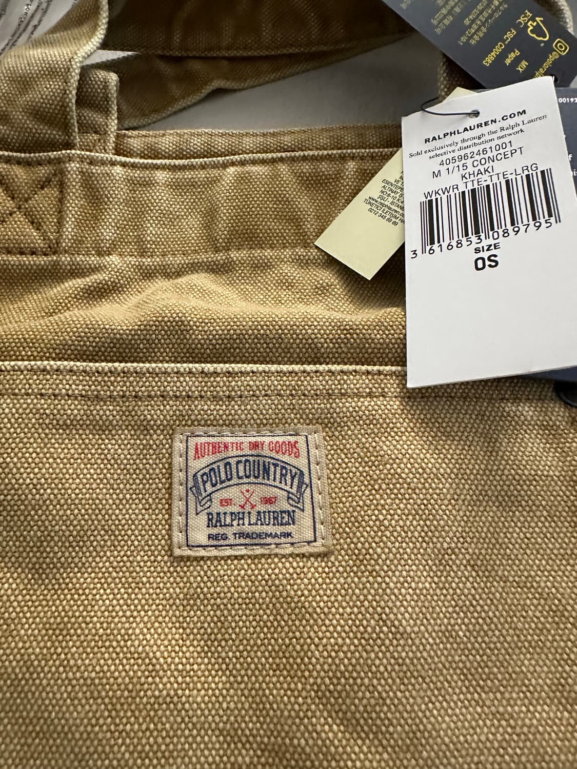 폴로 랄프로렌 컨트리 캔버스 토트백 카키 상품이미지2