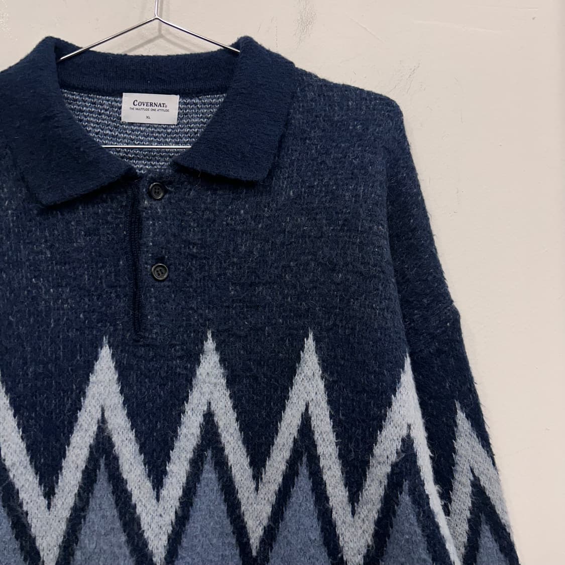 커버낫 아가일 패턴 모헤어 카라 오버핏 니트 상품이미지1