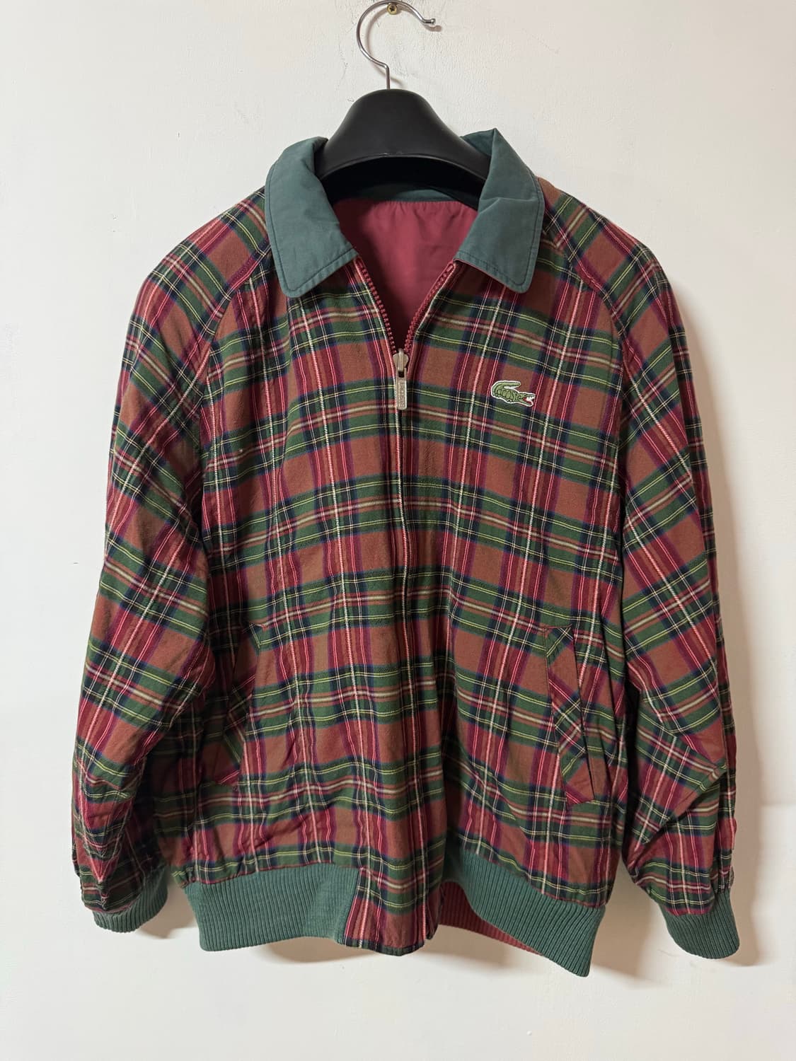 90‘s 라코스테 빈티지 타탄 체크 리버시블 자켓 L 상품이미지4