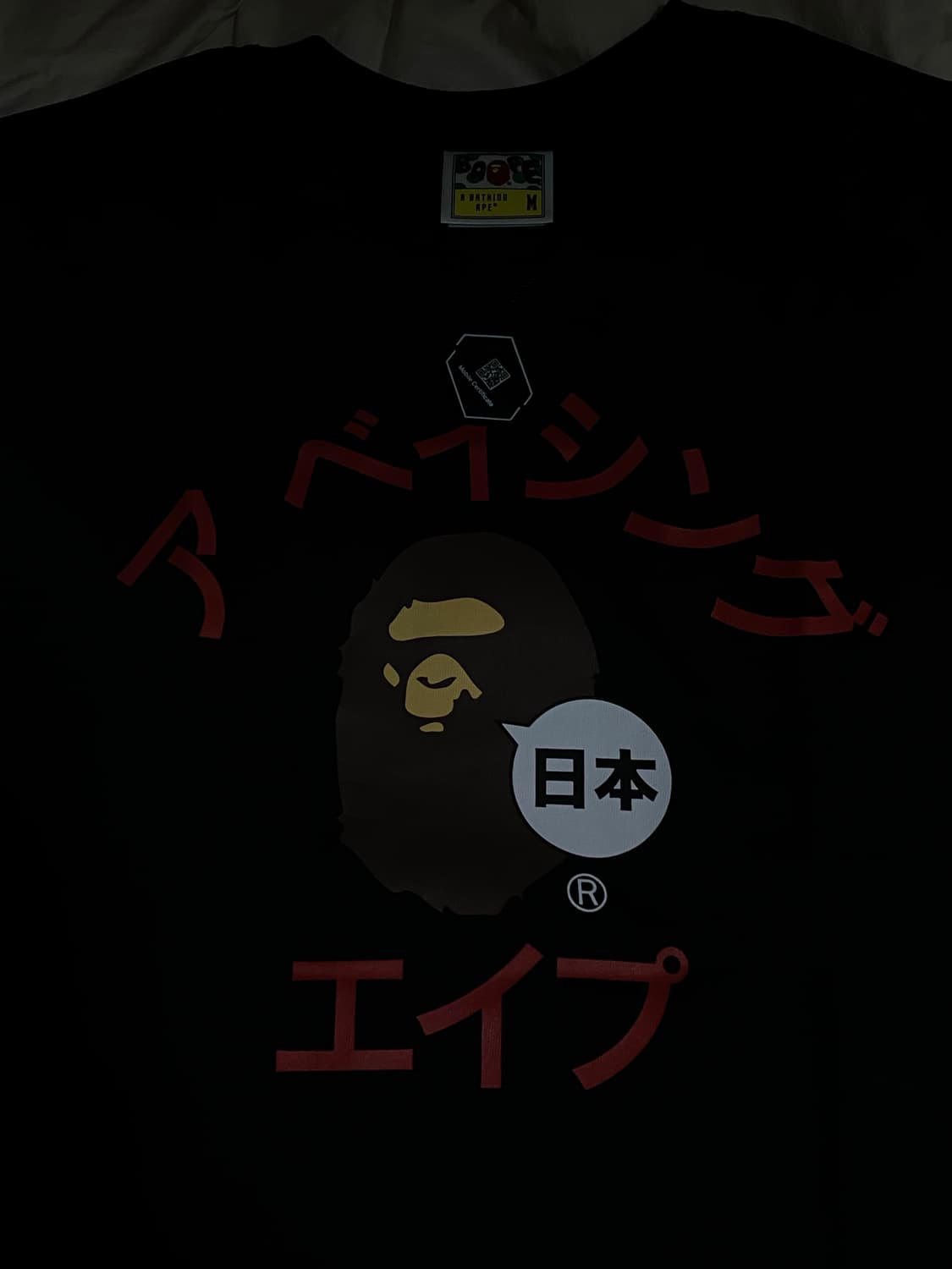 (새상품,네고가능)베이프 재팬 가타카나 컬리지 시티 티셔츠 m 블랙 판매 상품이미지2
