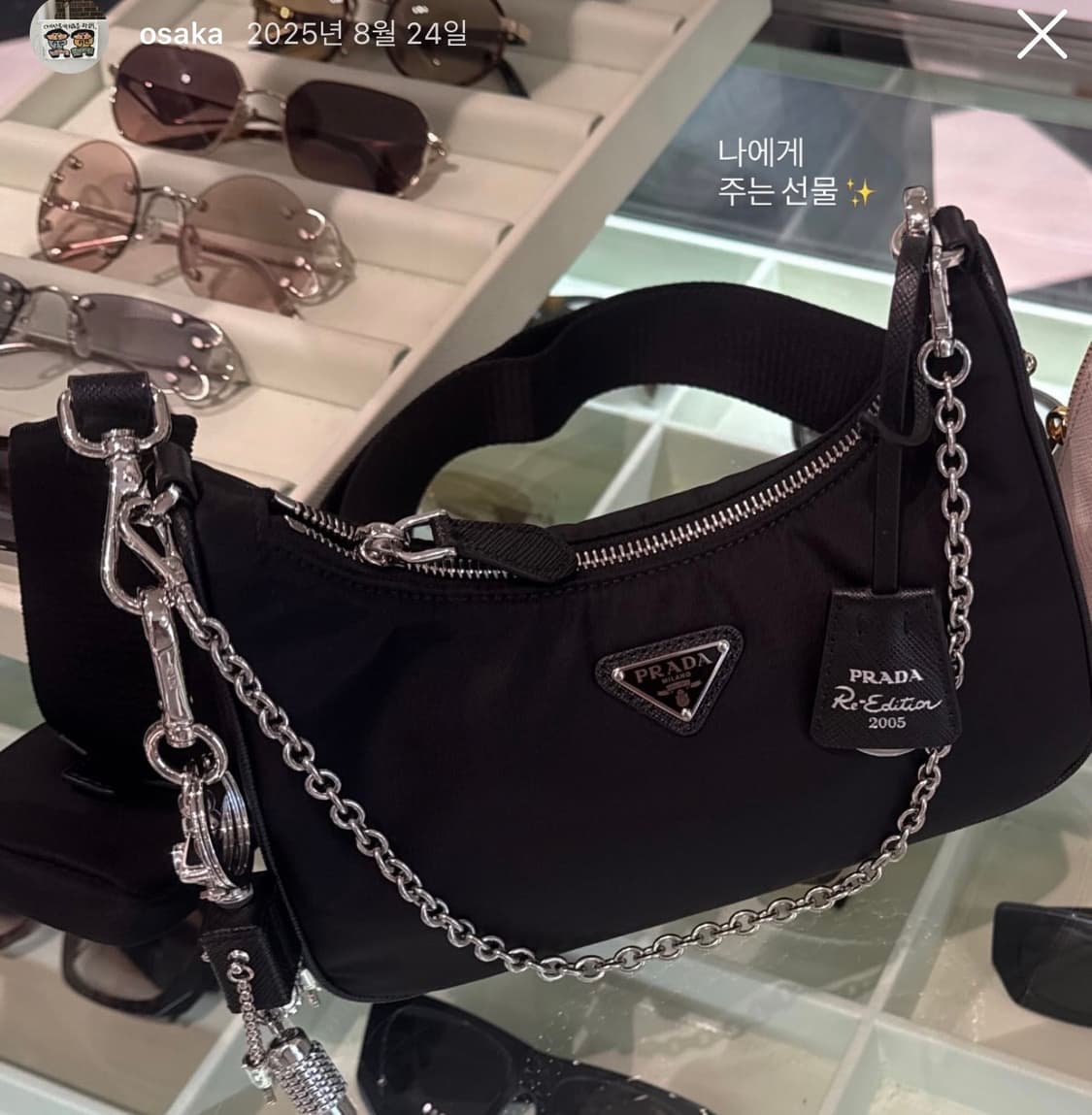 프라다 테수토 여성호보백 블랙 풀구성 / 24년8월 일본오사카매장직접구매 상품이미지7