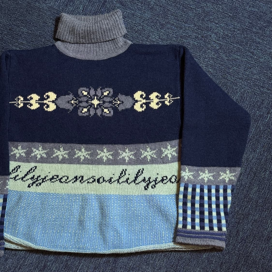 olilly 빈티지 노르닉 하이넥 니트 상품이미지2