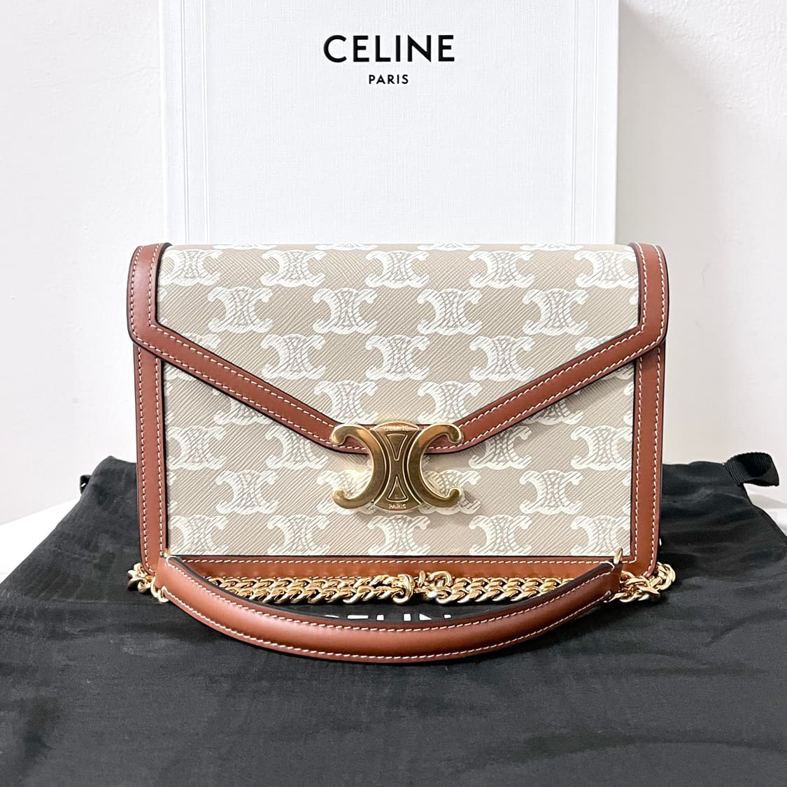 [새상품] 셀린느 마고 체인 지갑 카프스킨 그레지 숄더백 가방 상품이미지1