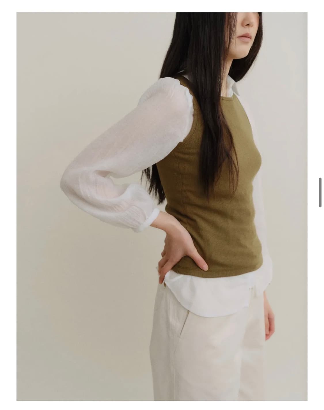 호와스 ADD SHEER BLOUSE (IVORY) 상품이미지3