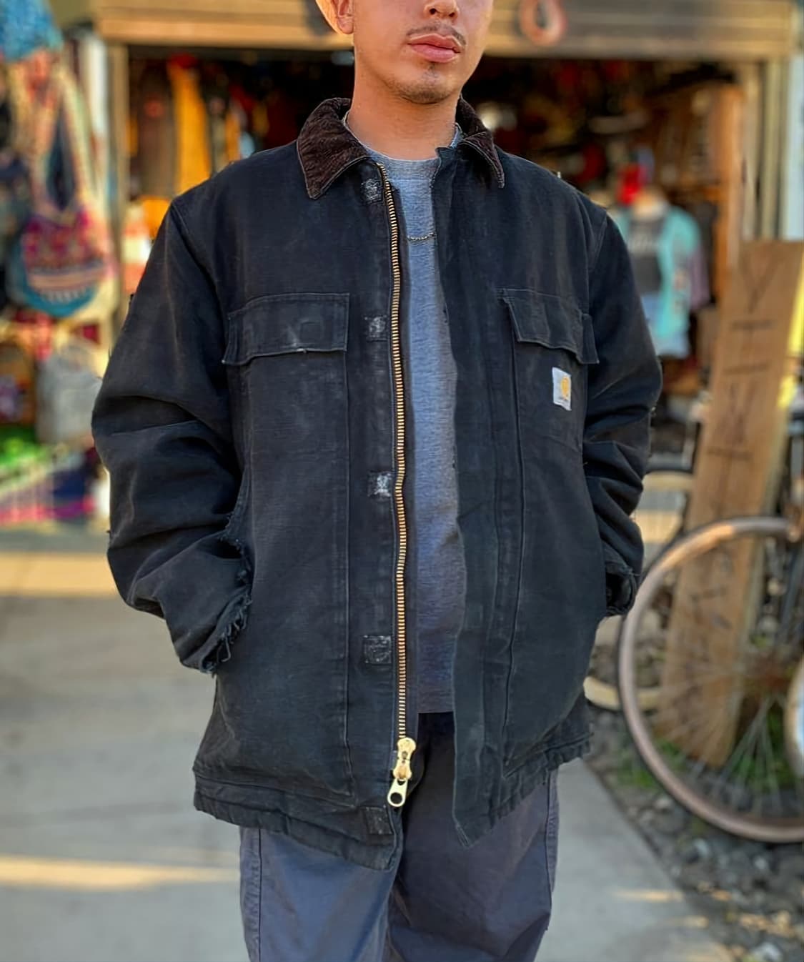 칼하트 덕 퀼팅 코트 105-110 블랙 빈티지 상품이미지3