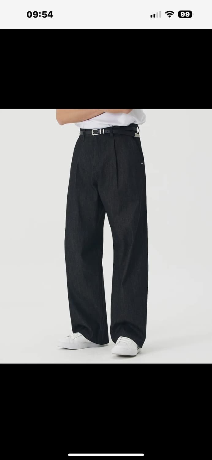 REAL WIDE ONE TUCK DENIM RAW BLACK 상품이미지1