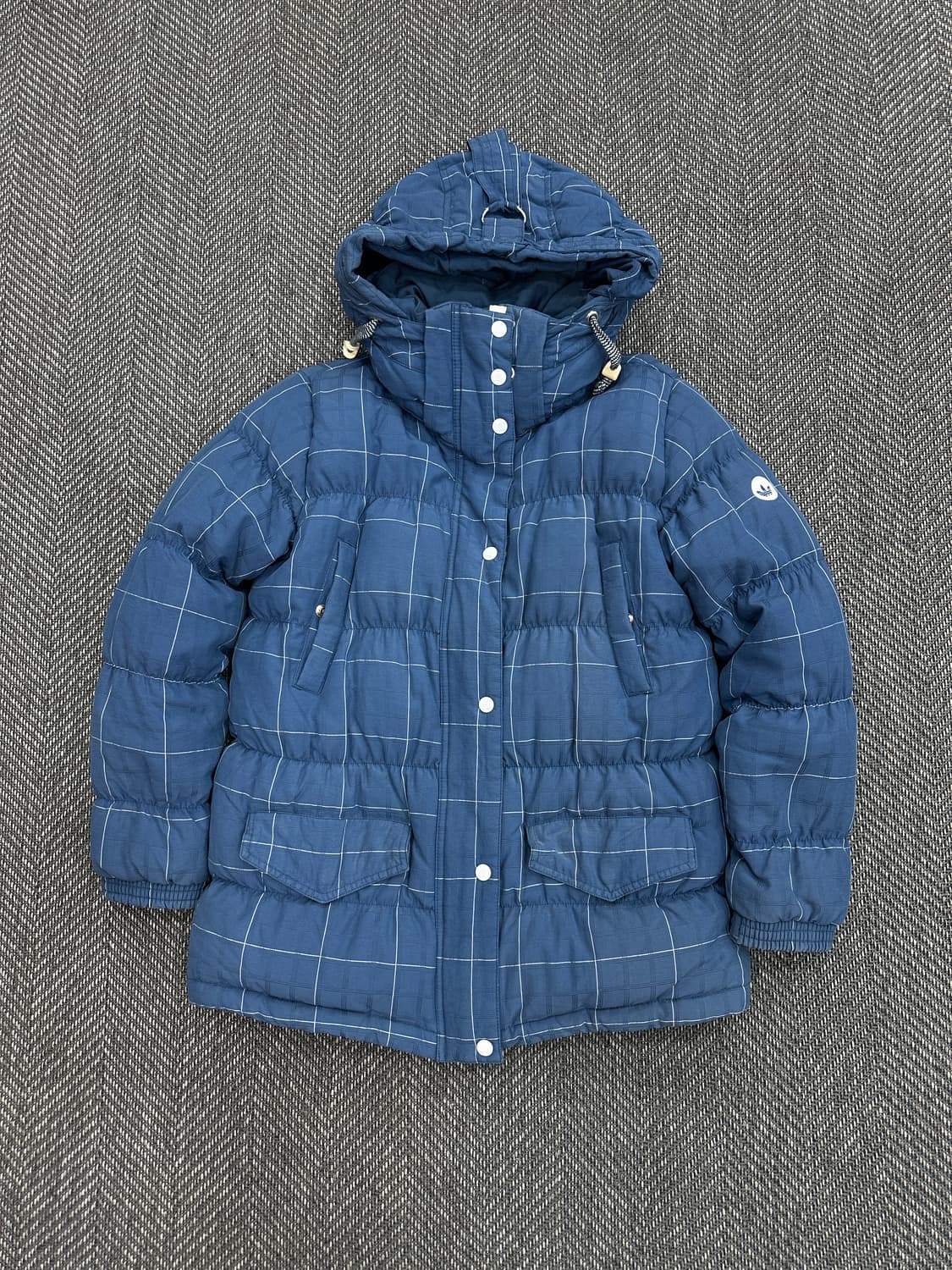 아디다스 체크 패딩 블루 상품이미지1