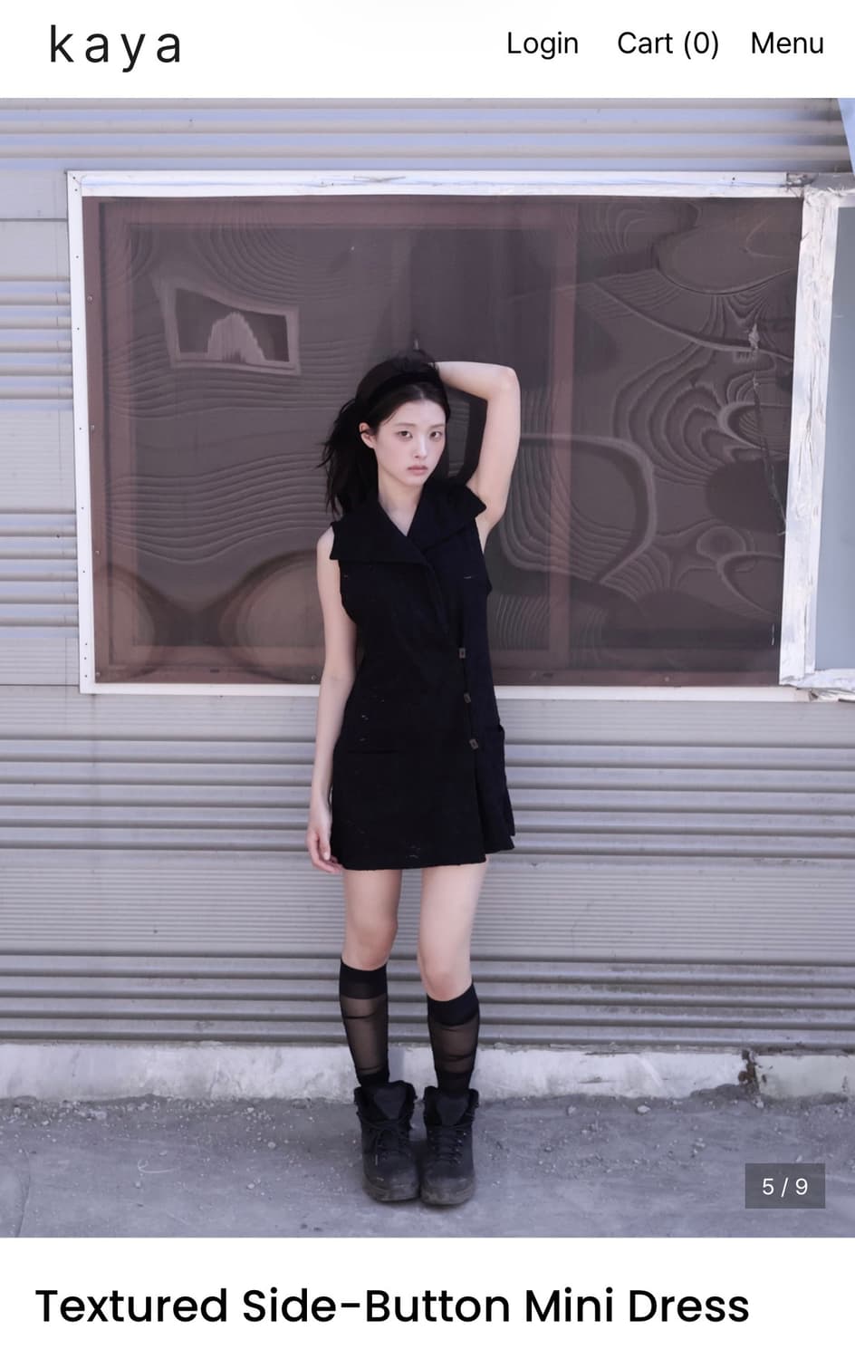 Shopkaya textured side button mini dress 상품이미지1