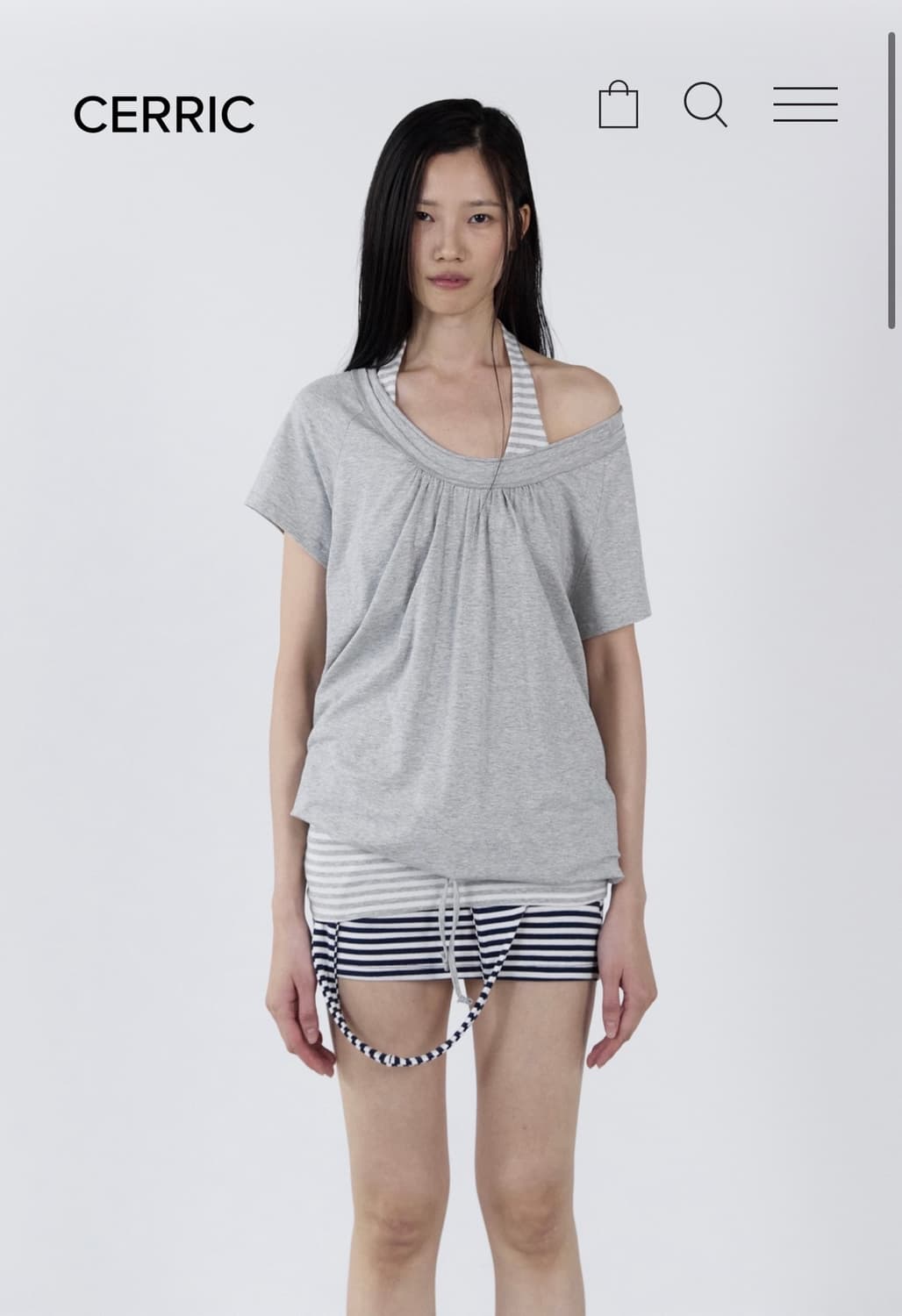 세릭 Round Drawstring Hem Top _ Gray 상품이미지1