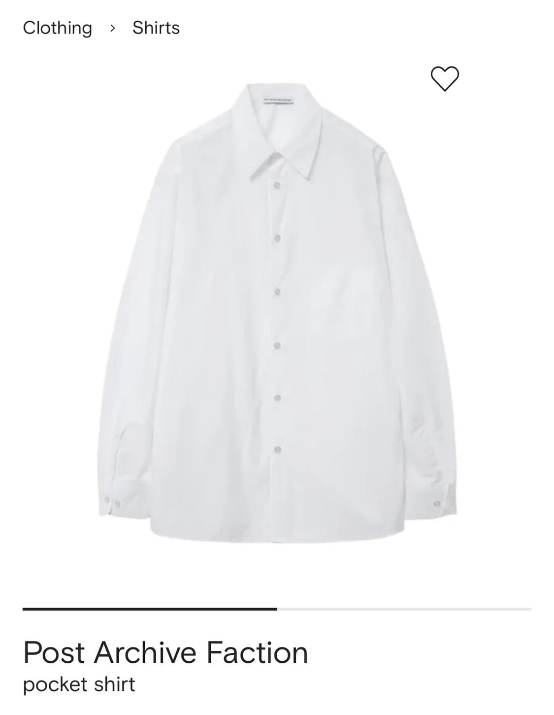 포스트아카이브팩션 셔츠 화이트 L (아카이브) 상품이미지1