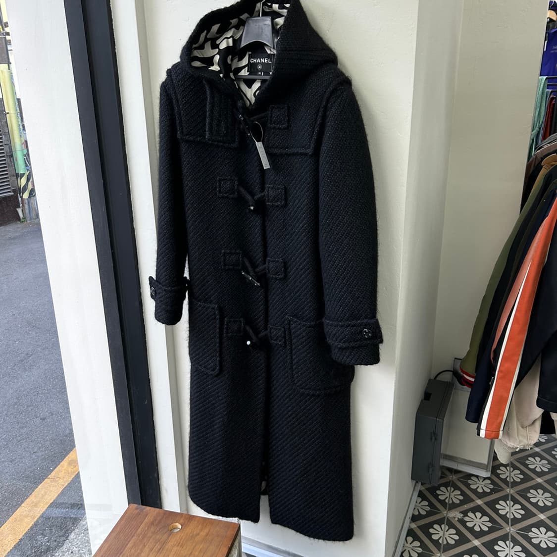 16274 - 21F/W 샤넬 알파카 울 블랙 후디드 더플 코트 상품이미지2