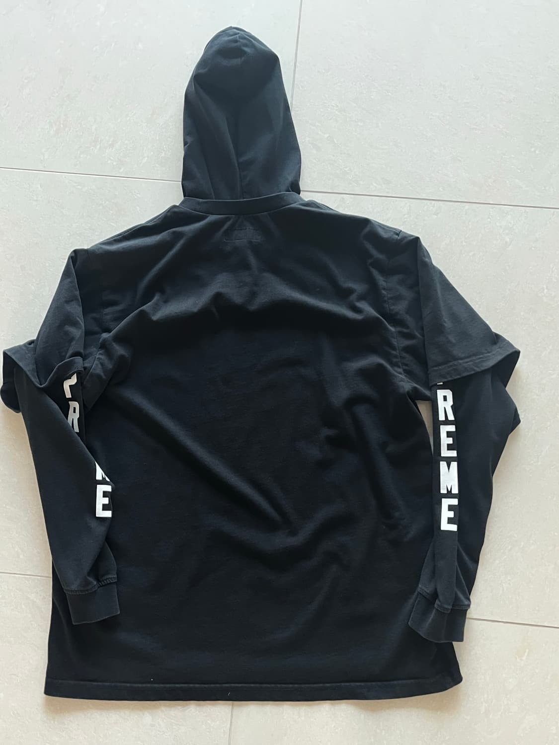 슈프림 레이어드 후드 롱슬리브탑 블랙 m 상품이미지3