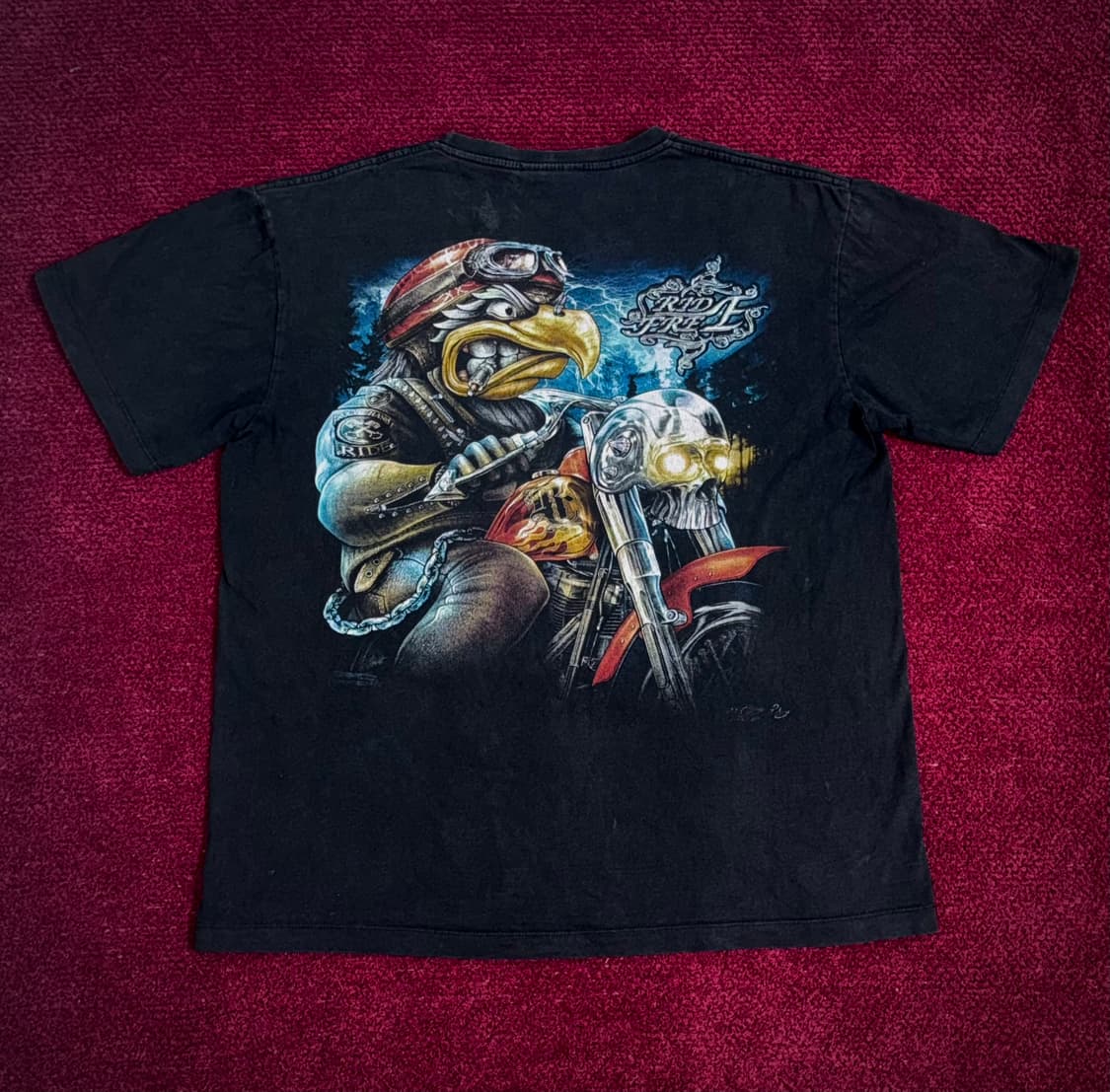 락창 빈티지 독수리 라이딩 반팔티 L 상품이미지3