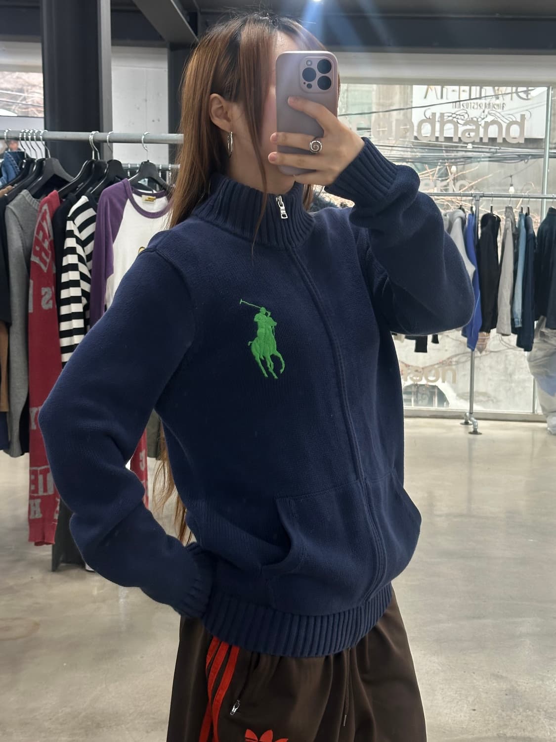 폴로랄프로렌 00s 빅포니 코튼 니트집업 상품이미지2