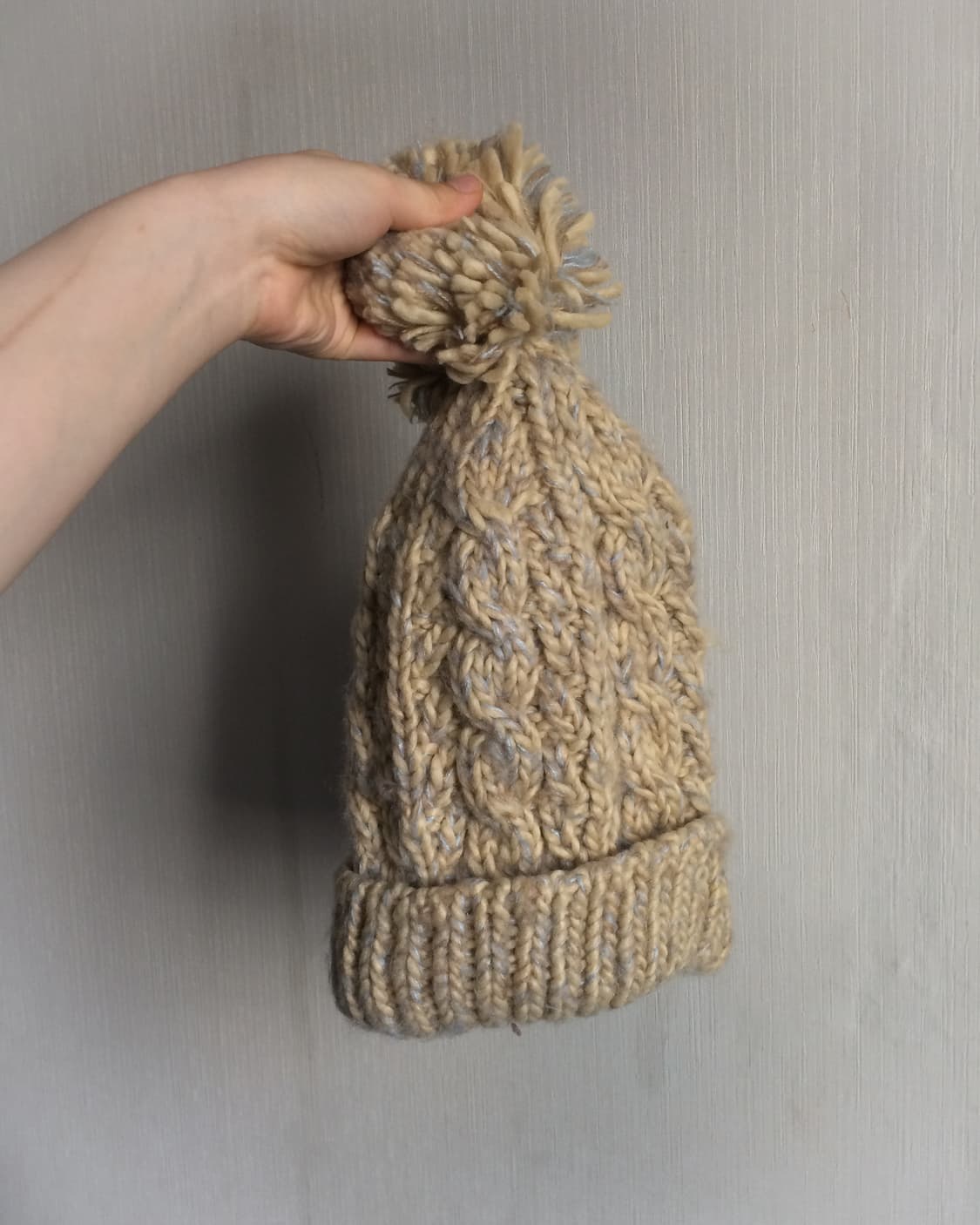 Pom cable pattern knit beanie 상품이미지4