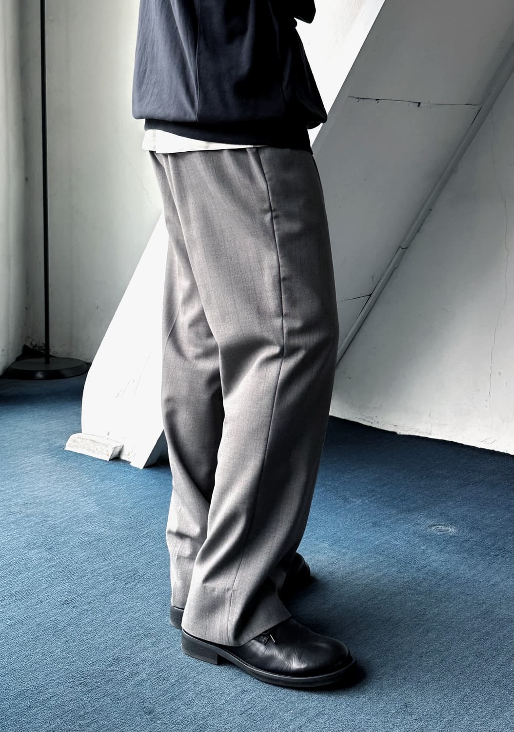 Light wool poly 1 tuck wide trousers 상품이미지7