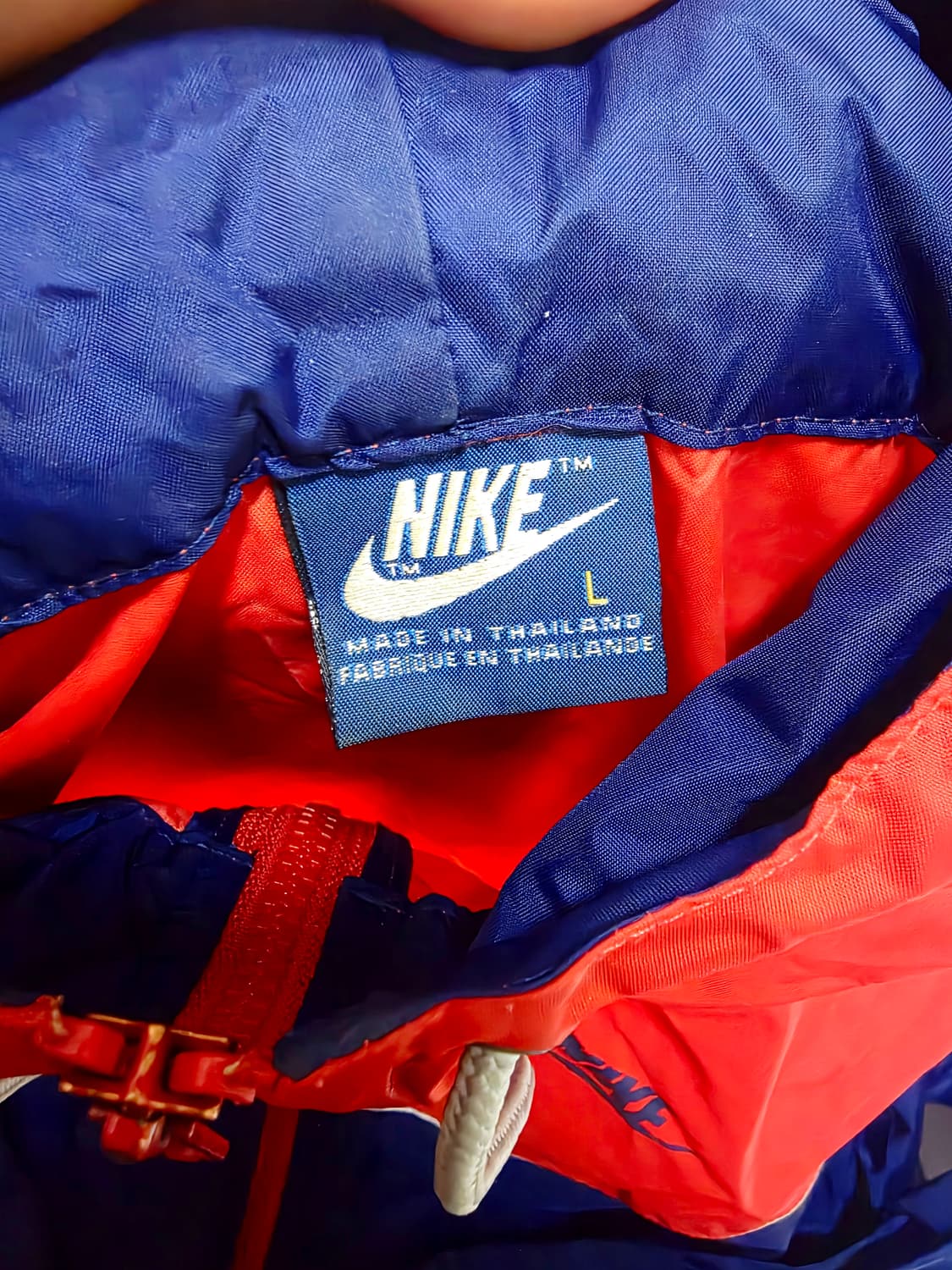 [나이키] Y2K 근본 네이비 레드 배색 윈드러너 후드 바람막이 100  상품이미지4