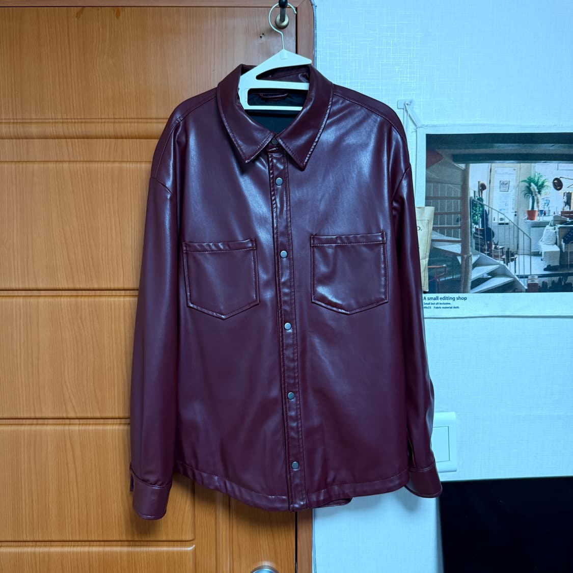자라 버건디 에코레더자켓  상품이미지1
