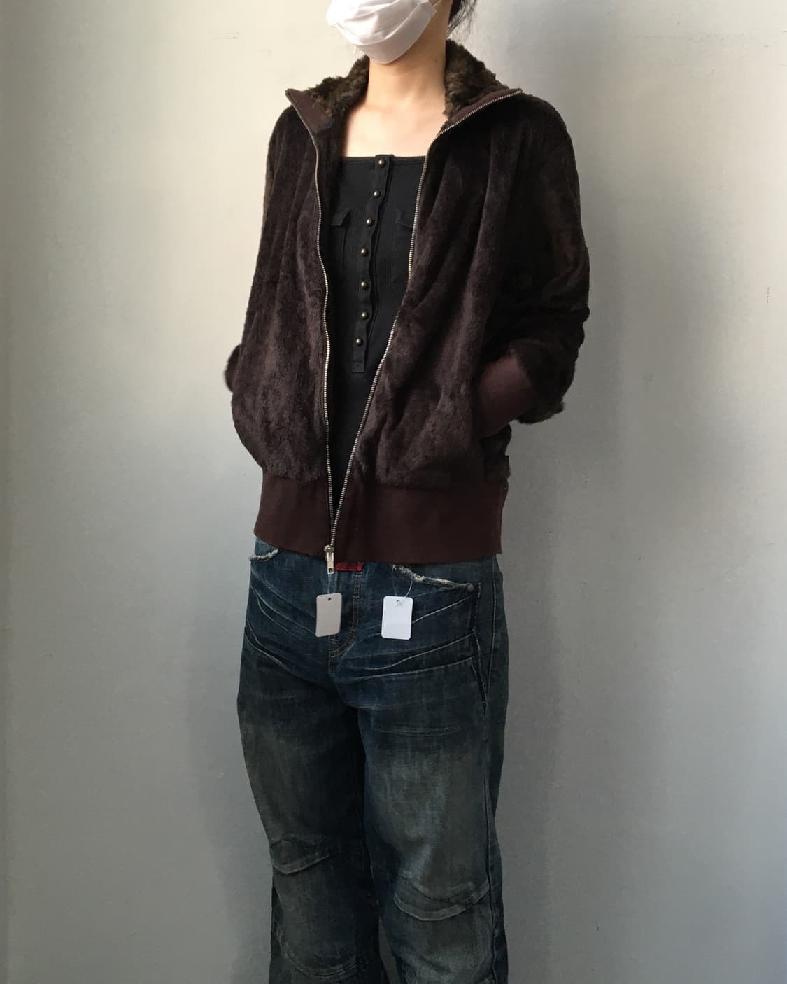 Morgan fake fur high neck zip up 상품이미지6