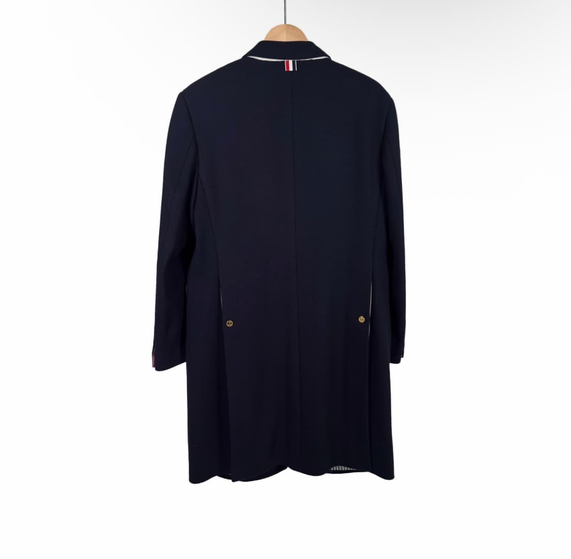 [2사이즈] 톰브라운 체스트필드 멜튼 금장 버튼 사선 울 코트 네이비 상품이미지2