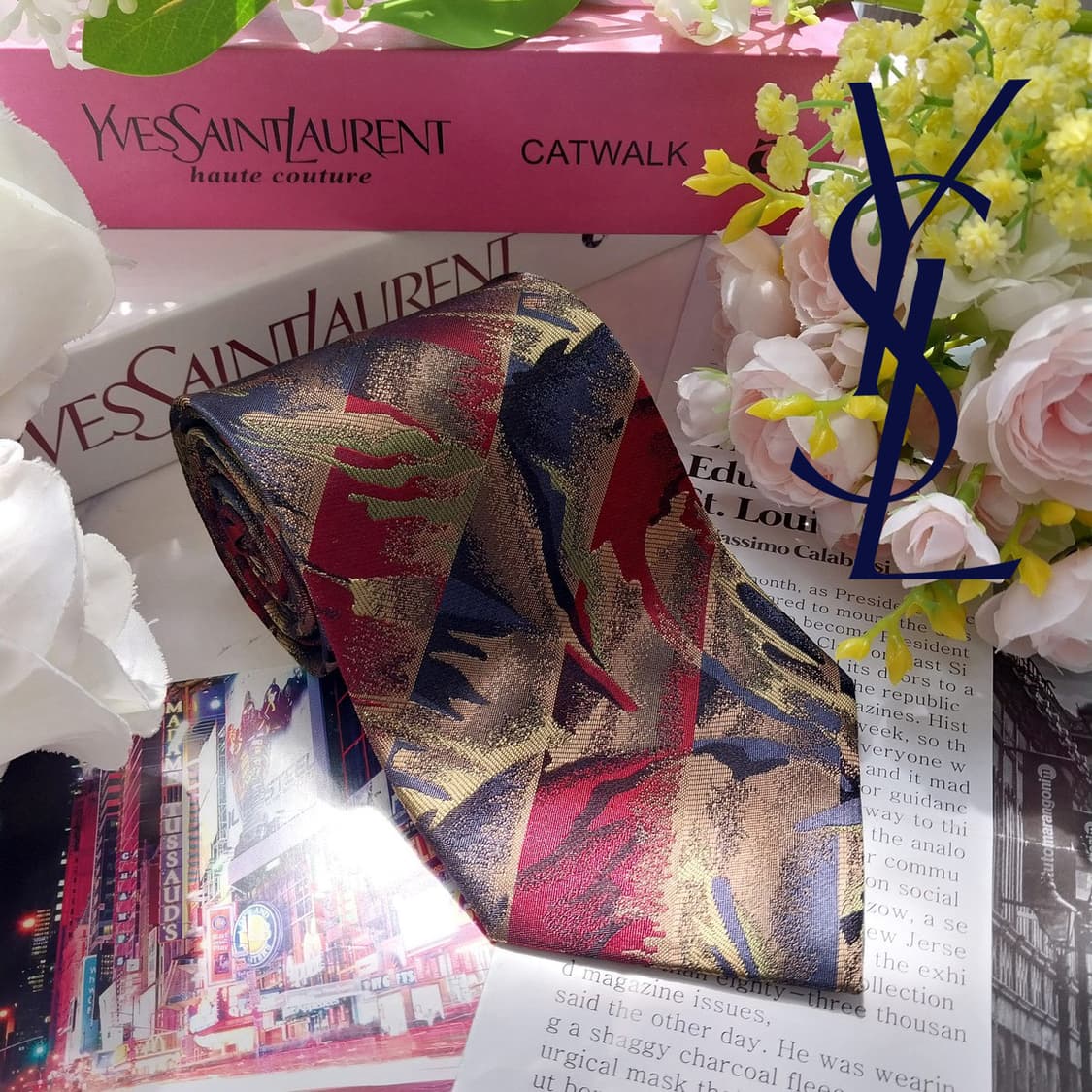 입생로랑 넥타이 골드 믹스 9.5cm A+등급 k2507
 상품이미지2