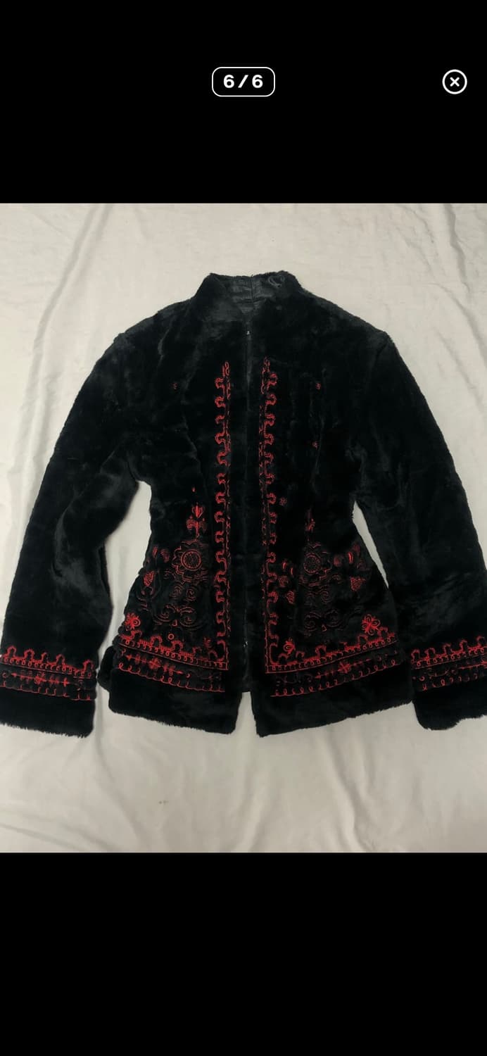 빈티지 블랙 오리엔탈 에코 퍼 자켓 상품이미지3