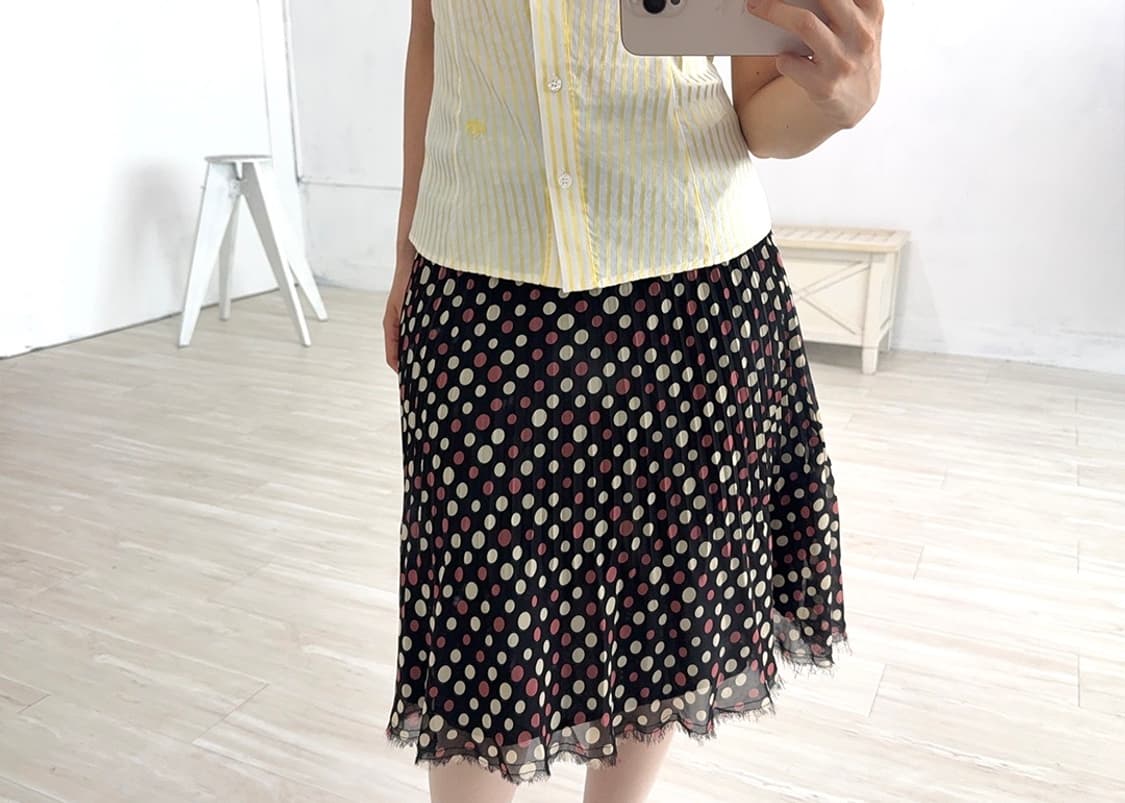 Black Vintage Dot Midi Skirt 상품이미지4