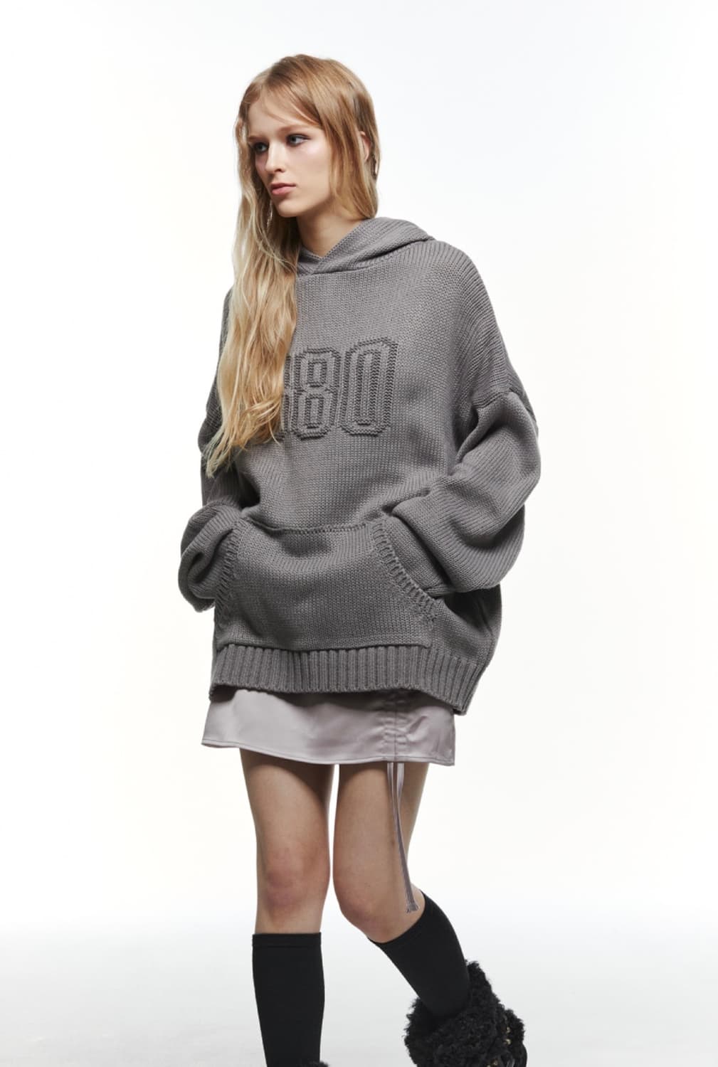 쓰리투에이티 KNIT HOODIE (GREY) 상품이미지6