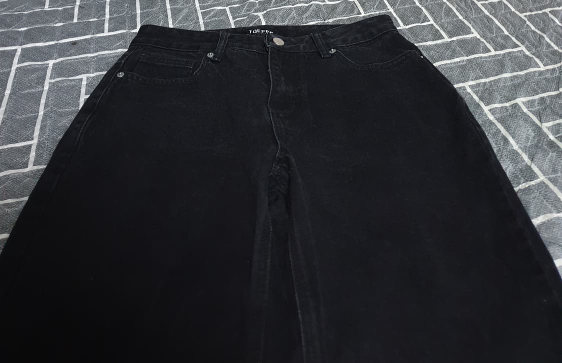 토피 세미와이드 데님팬츠 흑청 (M) 상품이미지2