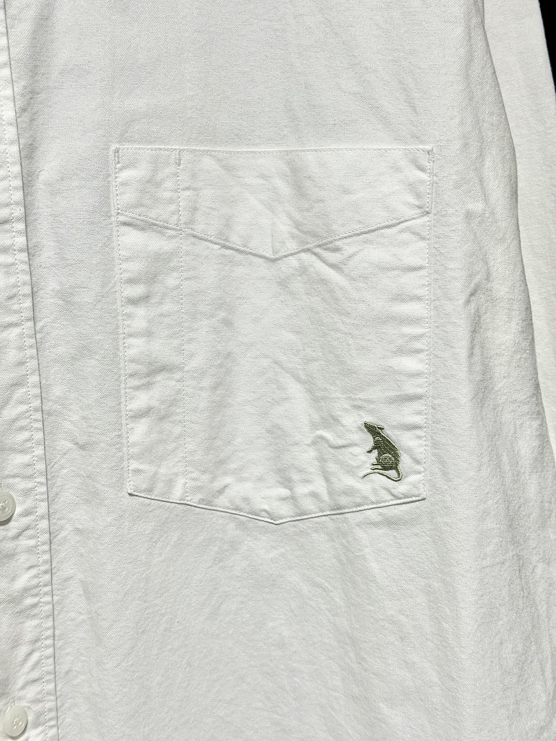 에스피오나지 쥐 마우스 자수 옥스포드 화이트 흰색 오버 셔츠 L 100 상품이미지4