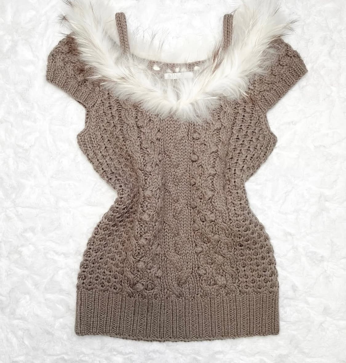 빈티지 퍼 니트 반팔  갸루  상품이미지1