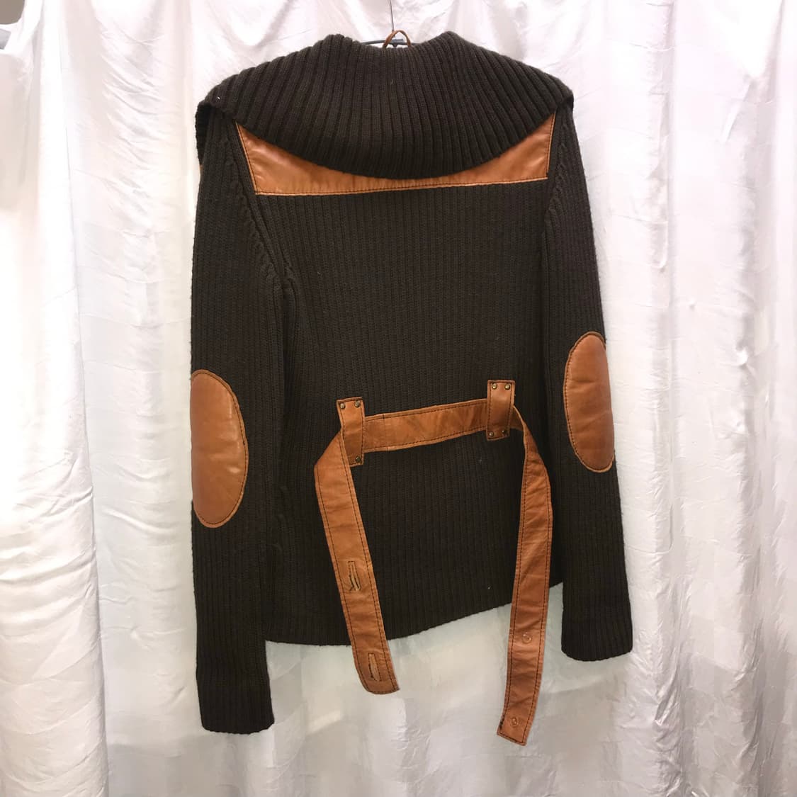 Max&Co 막스마라 막스앤코 브라운 니트 레더 자켓 상품이미지5