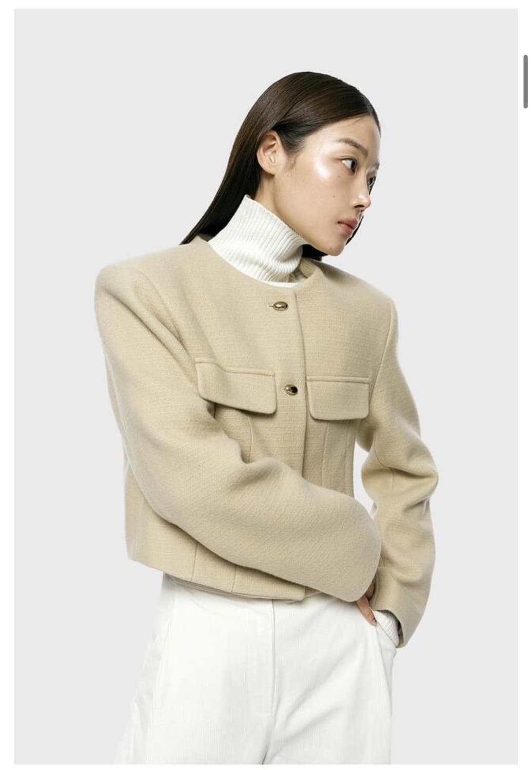 아르카익 round pad crop jacket_yellow beige 상품이미지1