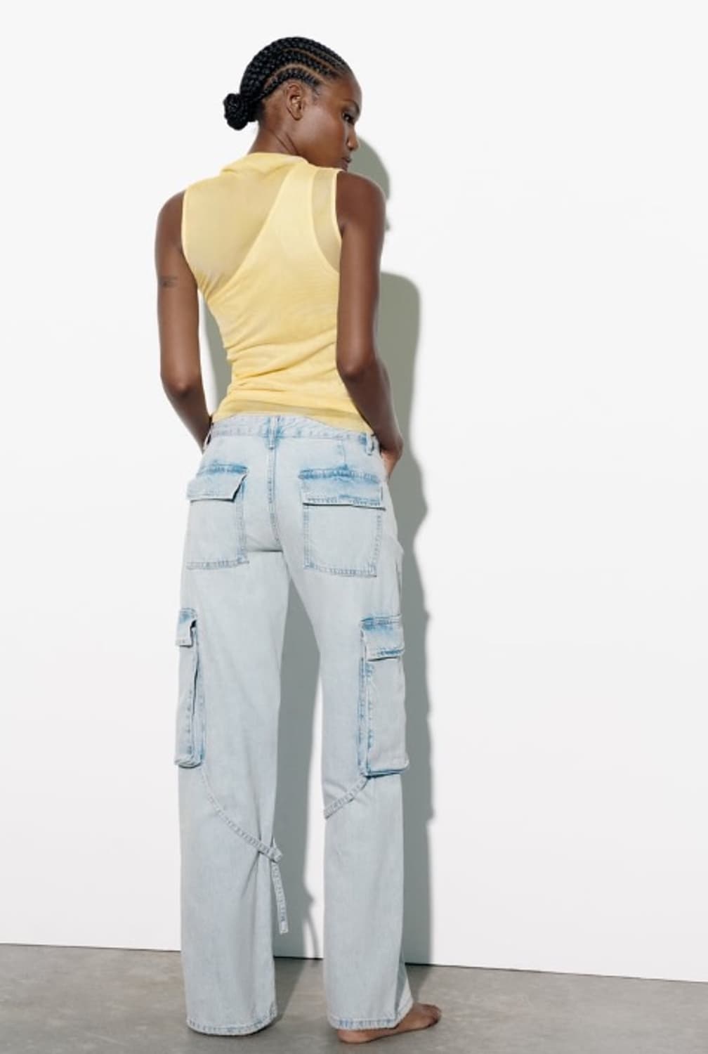 여성용 자라 TRF 데님 와이드 카고팬츠 상품이미지2