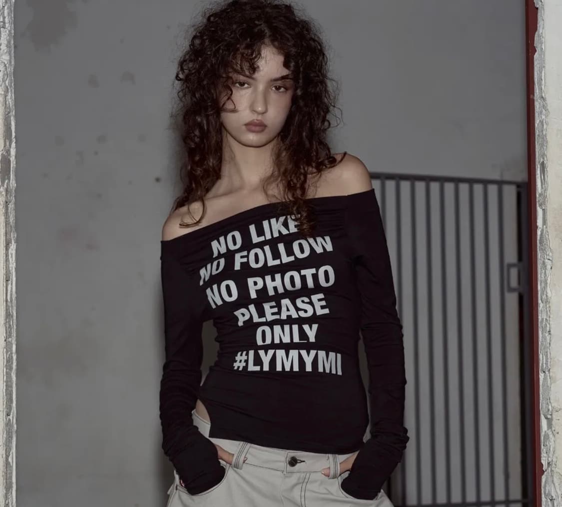 플리즈노팔로우 플노팔 kacy lettering long 오프숄더 상품이미지1