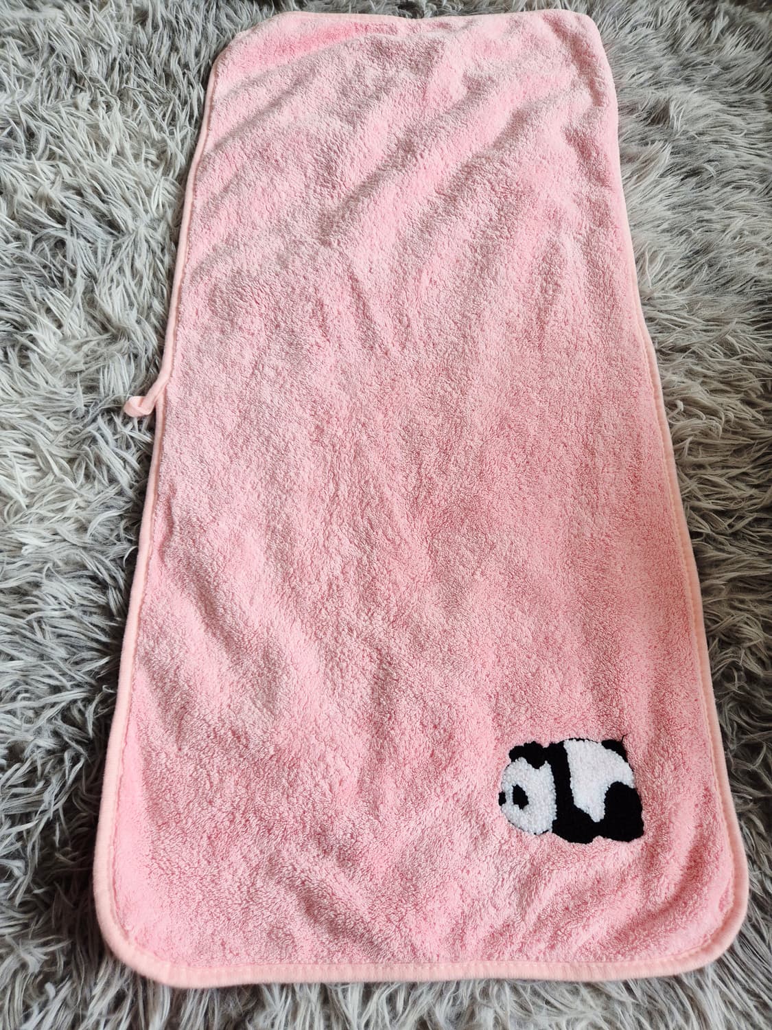 분홍색 판다 자수 수건 상품이미지1